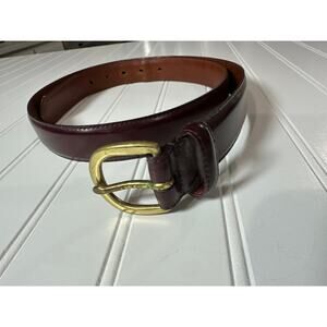 Vintage Coach Model 3921 Burgundy Leather Belt Solid Brass Buckle